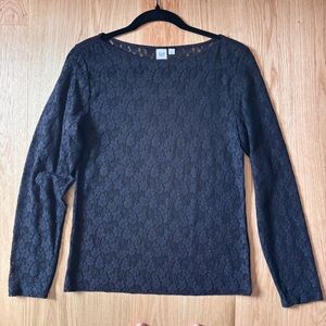 Black Lace Long-Sleeve Top